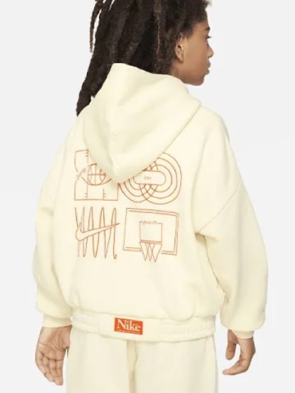 Nike‎ Cream Big Kids Large Culture of Basketball Hoodie Orange Embroidery Swoosh